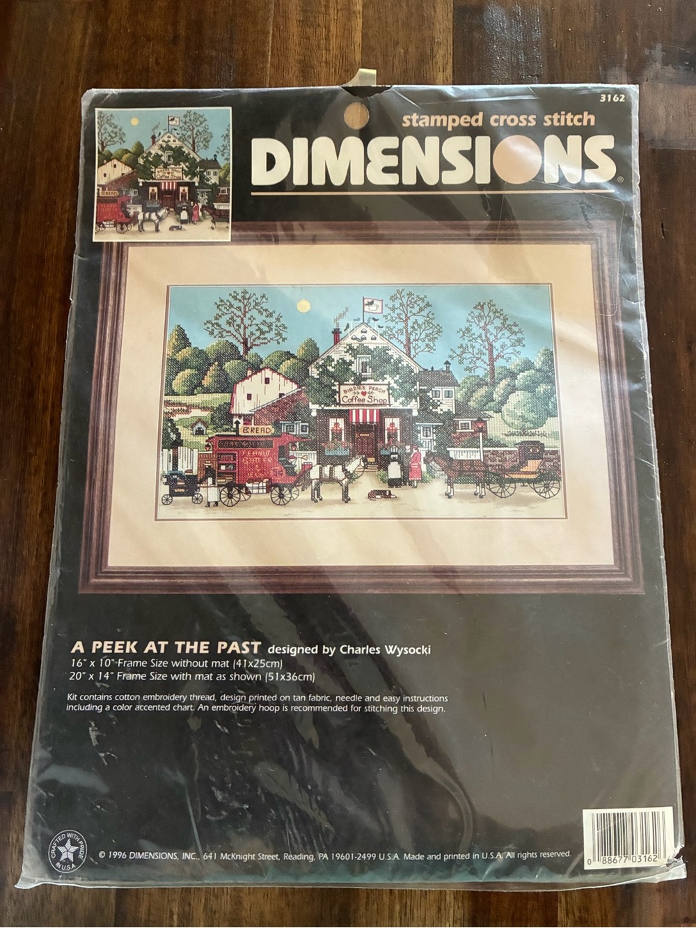 Dimensions 'A Peek at the Past' Stamped Cross Stitch Kit - Blue, Red, Green
